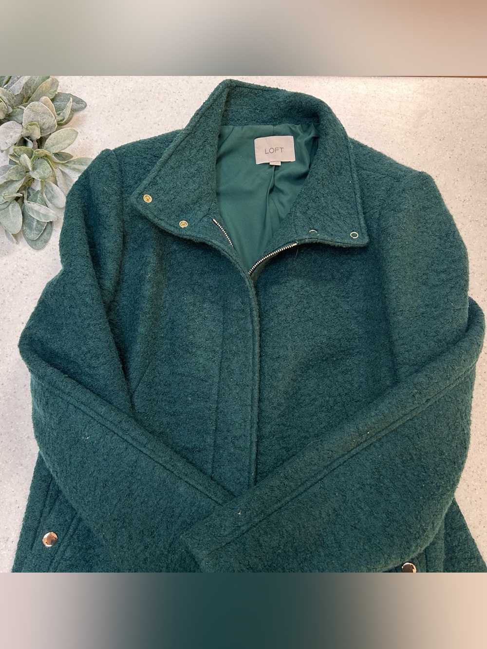 LOFT Emerald Green Pea Coat Jacket Women’s Large Tall